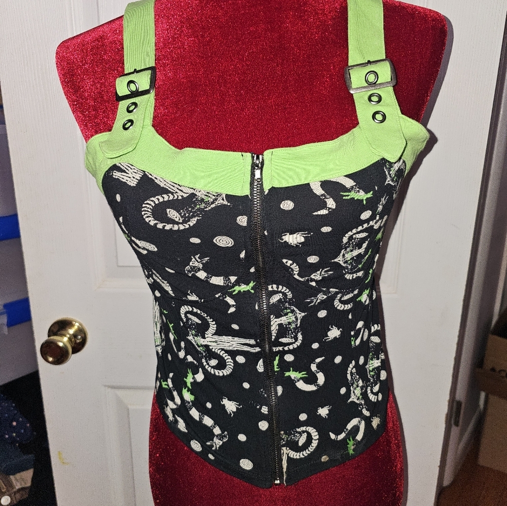 Beetlejuice Sandworm Buckle‎ Strap Tank Top Hot Topic Horror Halloween